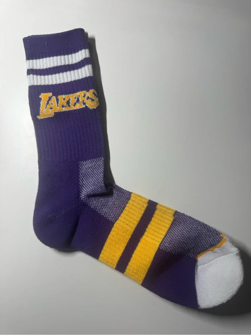 Los Angeles Lakers Crew Socks Purple Gold Athletic Basketball Adult NWOT